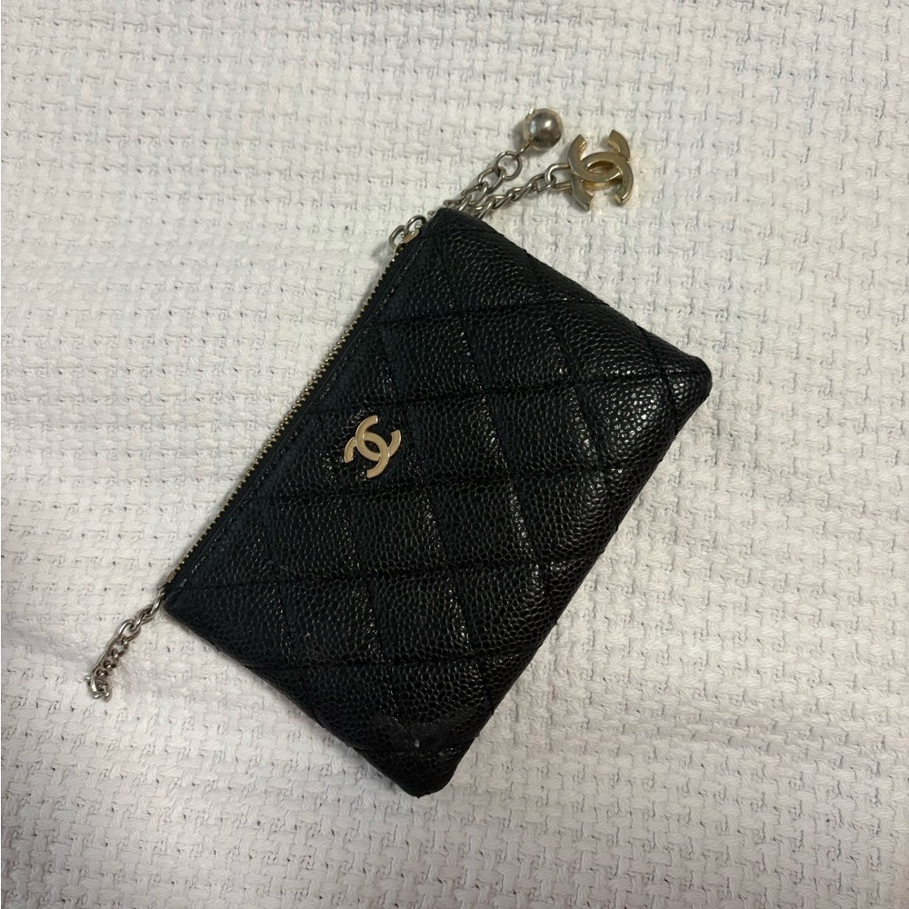 CHANEL Black Quilted Mini Pouch